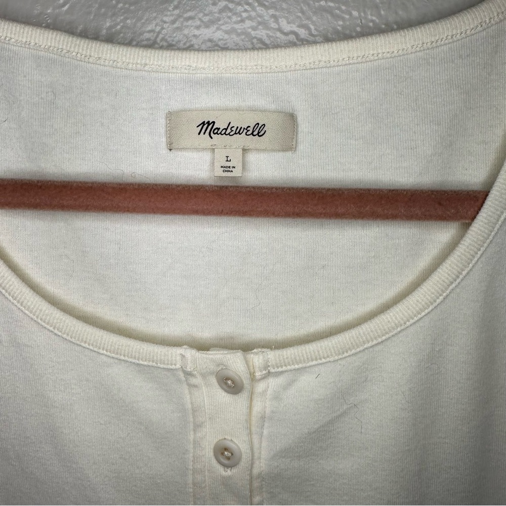 Madewell Eyelet-Sleeve Henley Top in Ivory - Picture 4 of 8